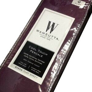 Oversize PURPLE Wamsutta Cool Percale 350 TC Egyptian Cotton QUEEN Flat Sheet